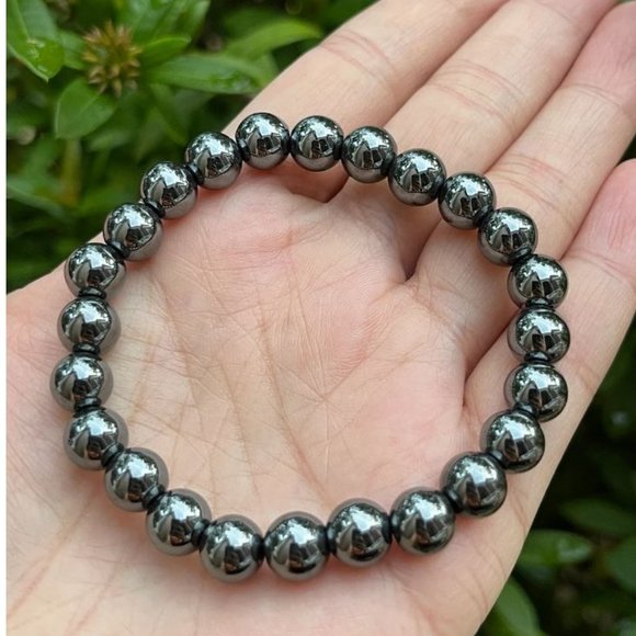 8mm Magnetic Hematite Beaded Stretch Bracelet - Picture 6 of 11